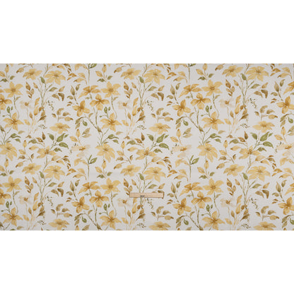 Printed Cotton Canvas - Maize Watercolor Floral Stems - British Imported