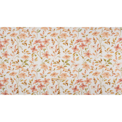 Printed Cotton Canvas - Sienna Watercolor Floral Stems - British Imported