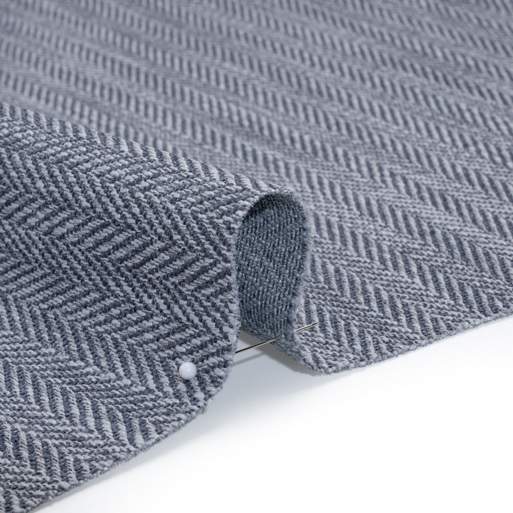 Recycled Polyester Home Decor Twill - Denim Herringbone - British Imported - Detail