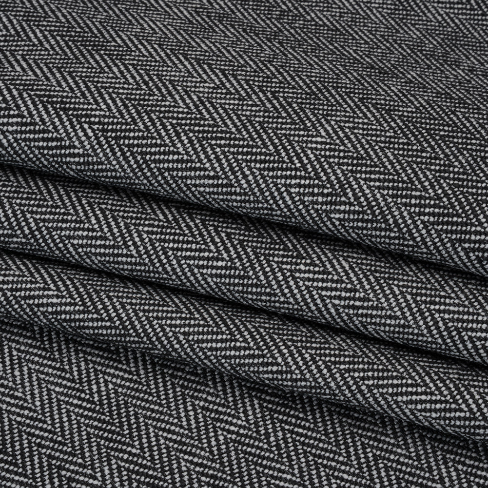 Recycled Polyester Home Decor Twill - Ebony Herringbone - British Imported - Folded