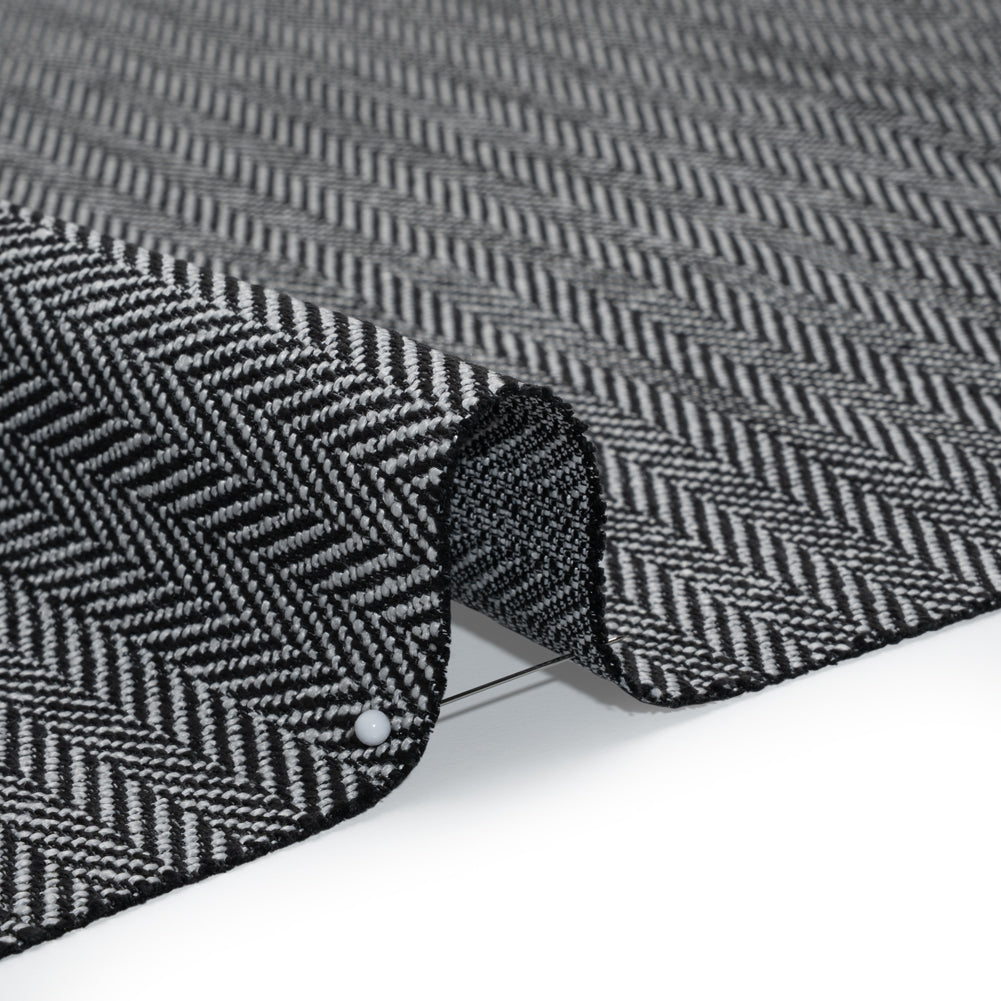 Recycled Polyester Home Decor Twill - Ebony Herringbone - British Imported - Detail