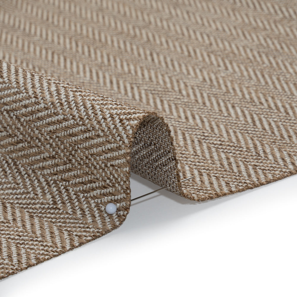 Recycled Polyester Home Decor Twill - Jute Herringbone - British Imported - Detail