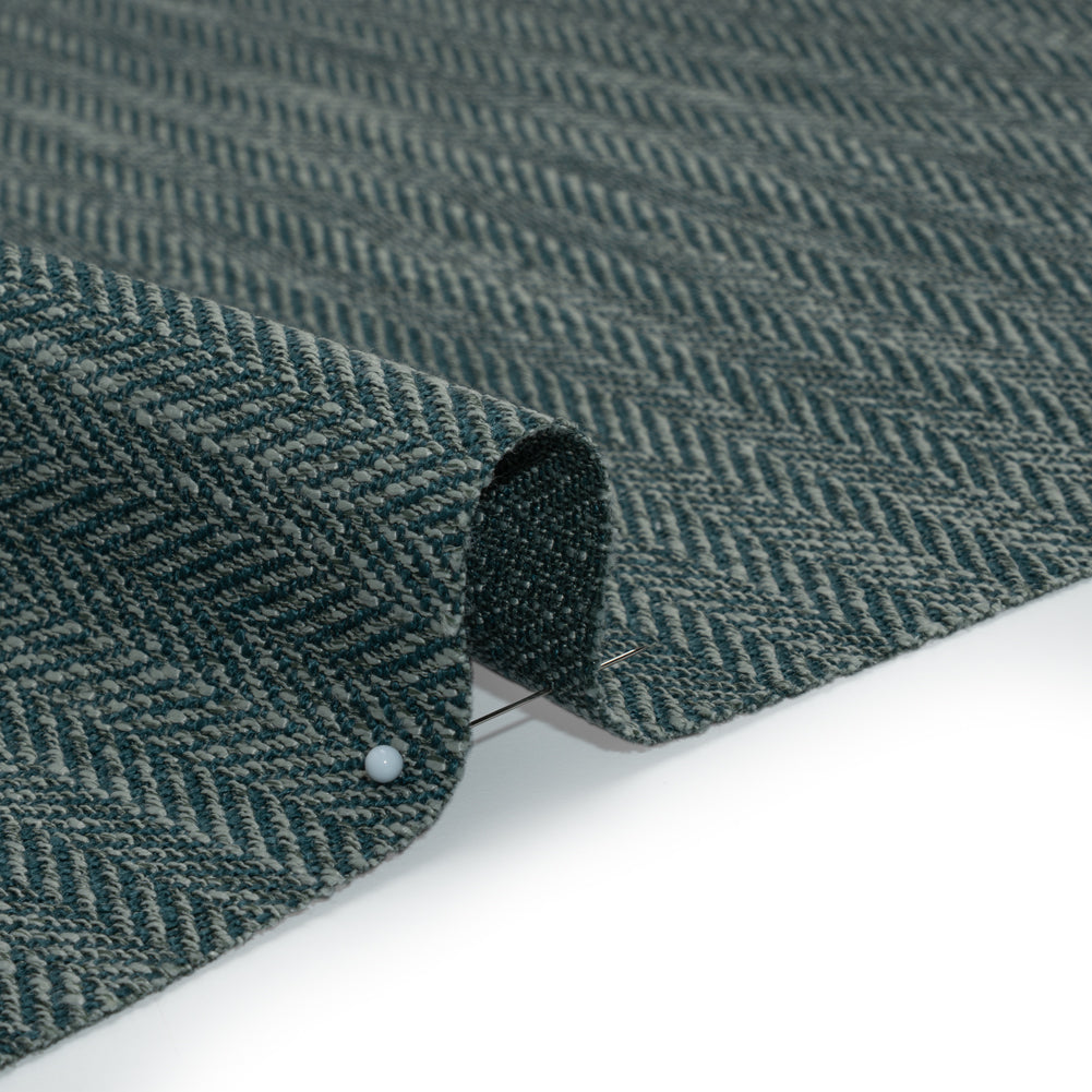 Recycled Polyester Home Decor Twill - Kingfisher Herringbone - British Imported - Detail
