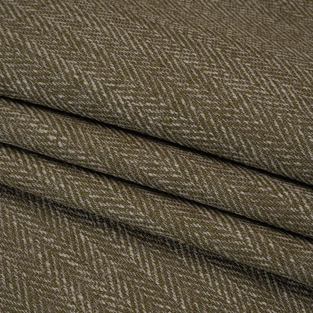 Recycled Polyester Home Decor Twill - Moss Herringbone - British Imported