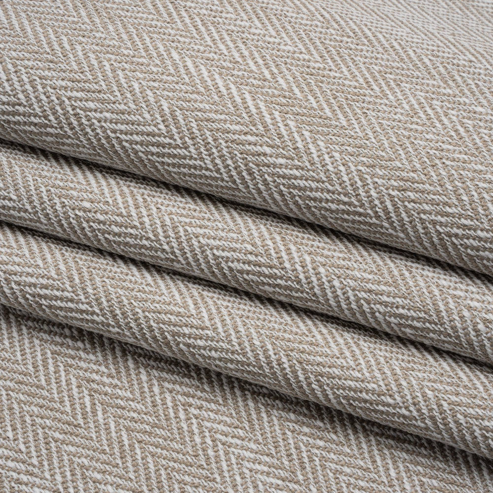 Recycled Polyester Home Decor Twill - Mushroom Herringbone - British Imported - Folded
