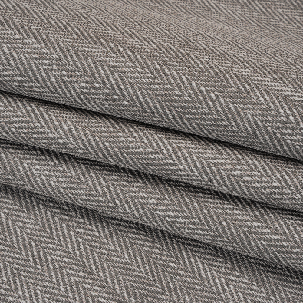 Recycled Polyester Home Decor Twill - Smoke Herringbone - British Imported - Folded