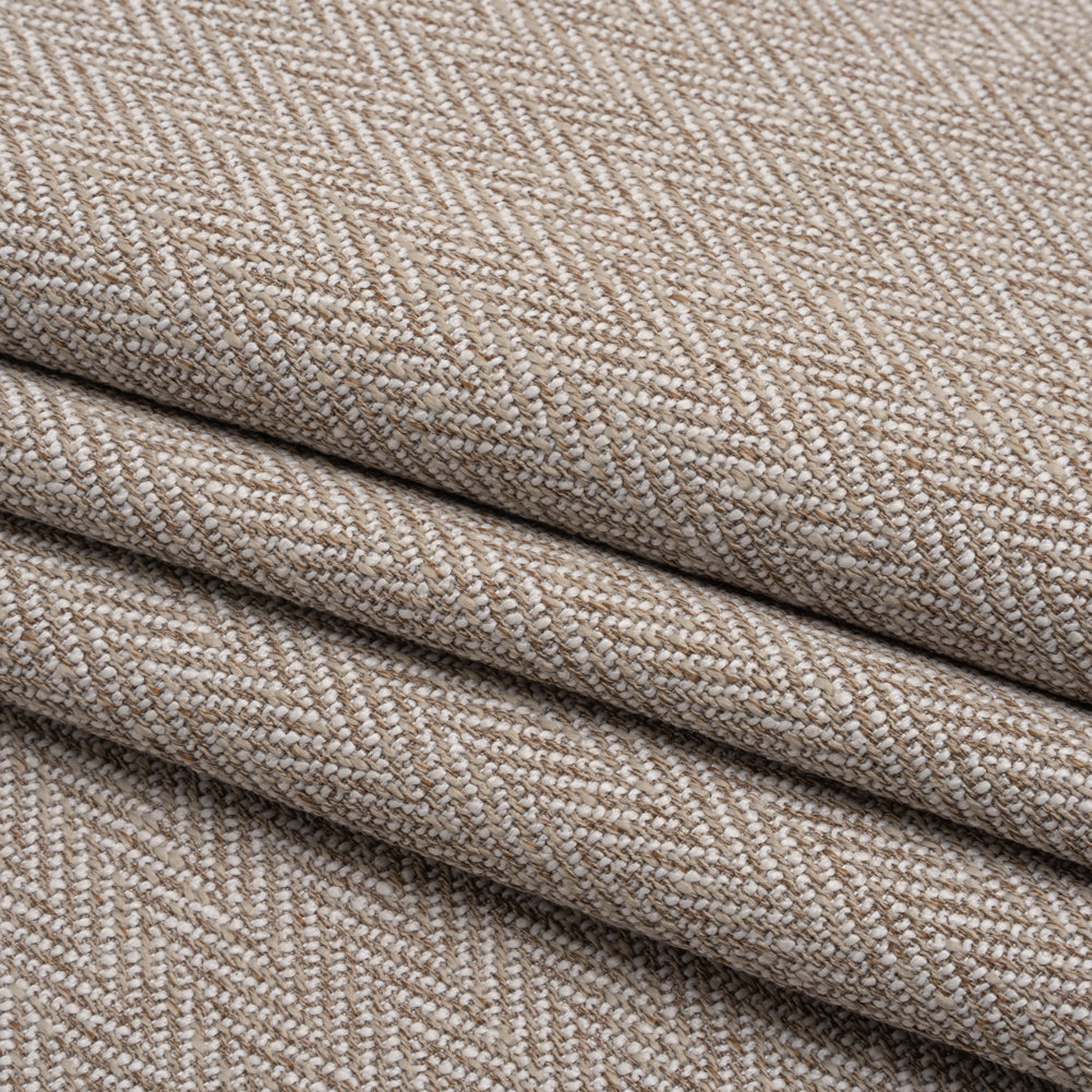 Recycled Polyester Home Decor Twill - Taupe Herringbone - British Imported - Folded