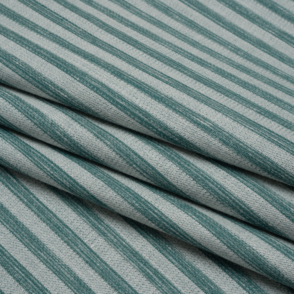 Cotton Blend Home Decor Jacquard - Kingfisher Stripes - British Imported - Folded