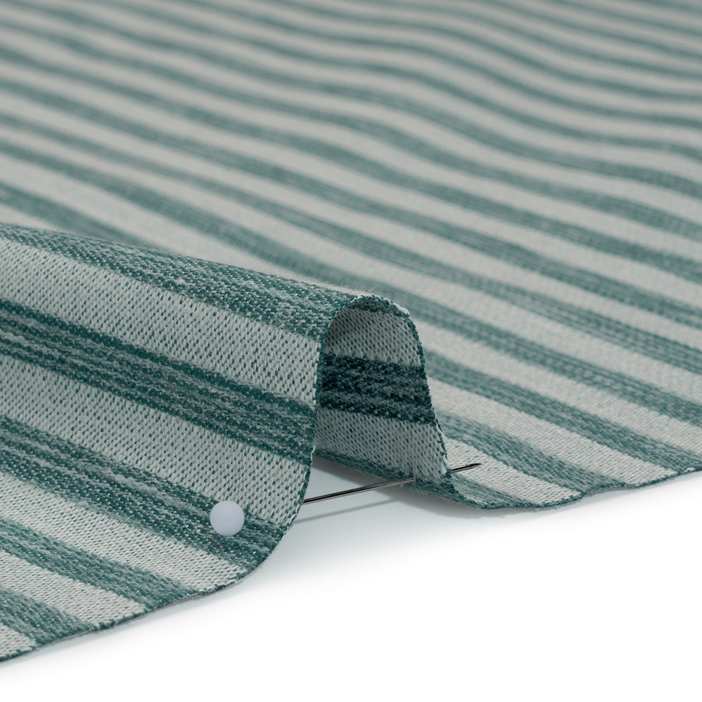 Cotton Blend Home Decor Jacquard - Kingfisher Stripes - British Imported - Detail