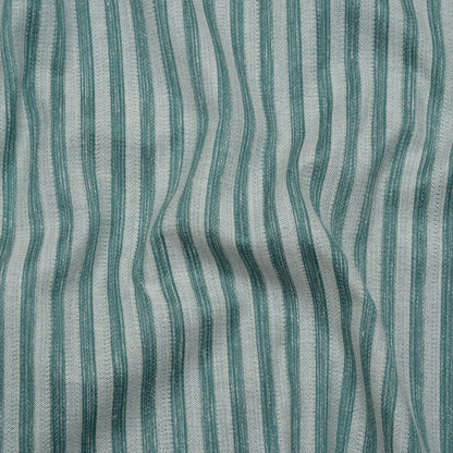 Cotton Blend Home Decor Jacquard - Kingfisher Stripes - British Imported