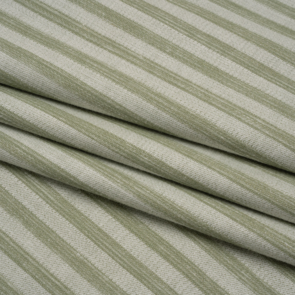 Cotton Blend Home Decor Jacquard - Sage Stripes - British Imported - Folded