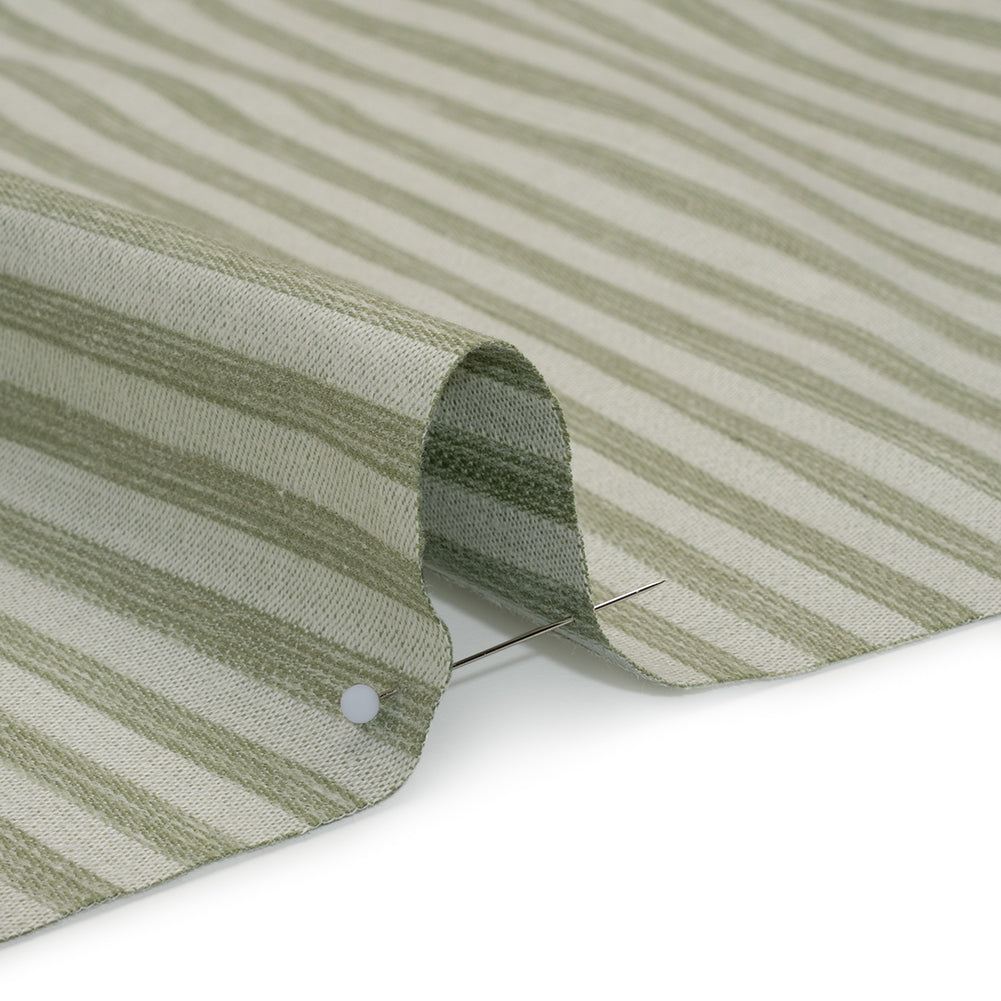 Cotton Blend Home Decor Jacquard - Sage Stripes - British Imported - Detail