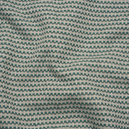 Recycled Polyester and Cotton Jacquard - Kingfisher Little Checked Stripes - British Imported