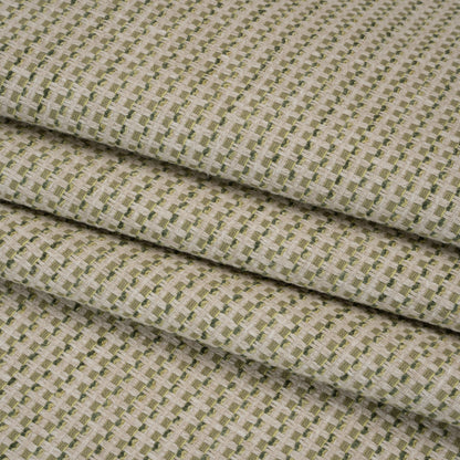 Recycled Polyester and Cotton Jacquard - Moss Little Checked Stripes - British Imported