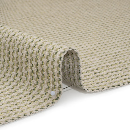 Recycled Polyester and Cotton Jacquard - Moss Little Checked Stripes - British Imported