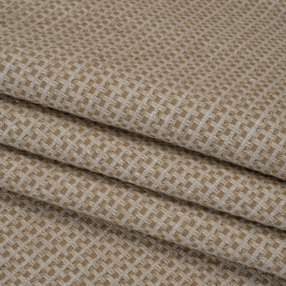 Recycled Polyester and Cotton Jacquard - Natural Little Checked Stripes - British Imported