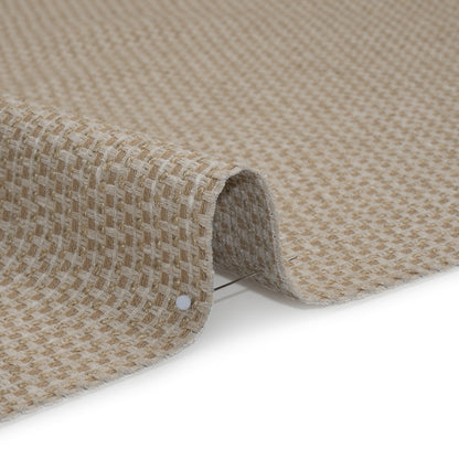 Recycled Polyester and Cotton Jacquard - Natural Little Checked Stripes - British Imported