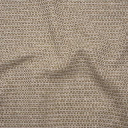 Recycled Polyester and Cotton Jacquard - Natural Little Checked Stripes - British Imported