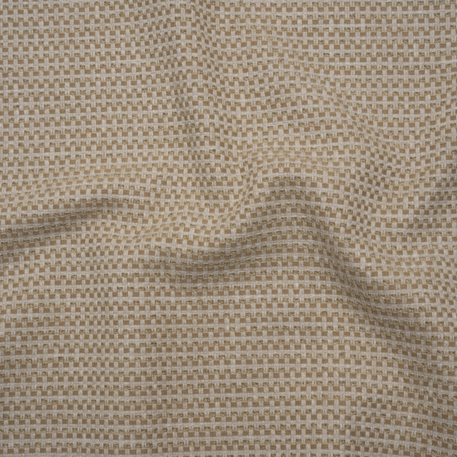 Recycled Polyester and Cotton Jacquard - Natural Little Checked Stripes - British Imported
