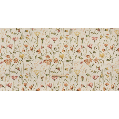 Printed Cotton Canvas - Autumn Flowering Stems and Butterflies - British Imported
