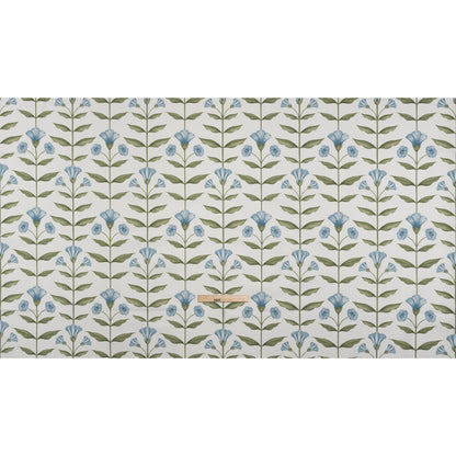Printed Cotton Canvas - Bluebell Balanced Flower Stems - British Imported