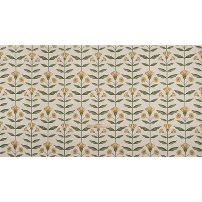 Printed Cotton Canvas - Marigold Balanced Flower Stems - British Imported