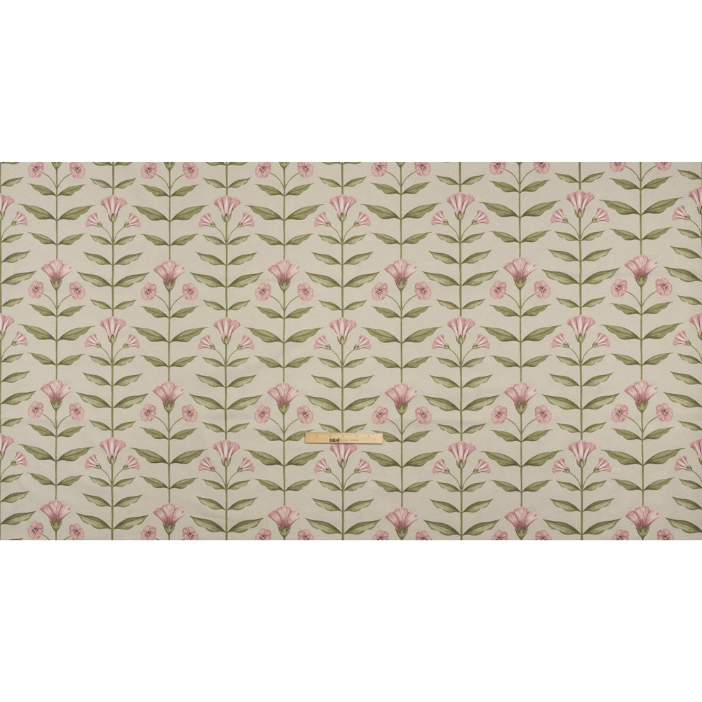 Printed Cotton Canvas - Sage Balanced Flower Stems - British Imported - Full