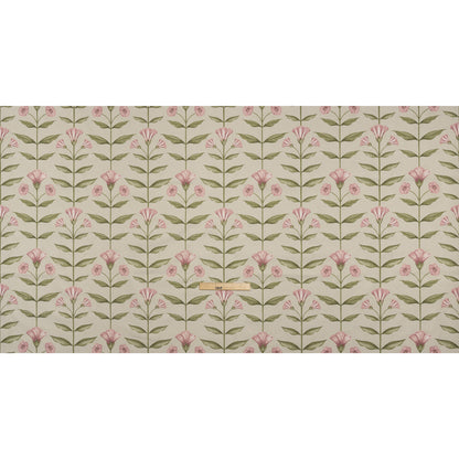 Printed Cotton Canvas - Sage Balanced Flower Stems - British Imported