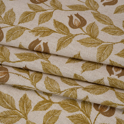 Printed Cotton Canvas - Maize Budding Flowers and Leaves - British Imported