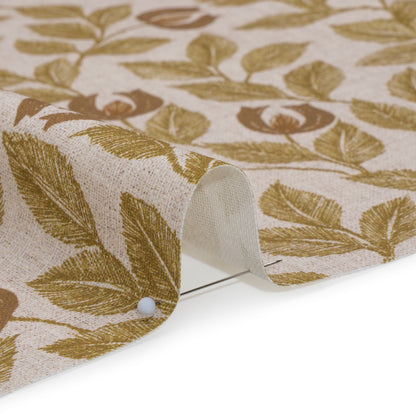 Printed Cotton Canvas - Maize Budding Flowers and Leaves - British Imported