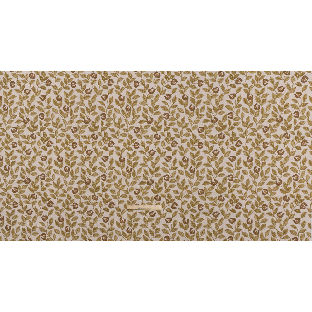 Printed Cotton Canvas - Maize Budding Flowers and Leaves - British Imported