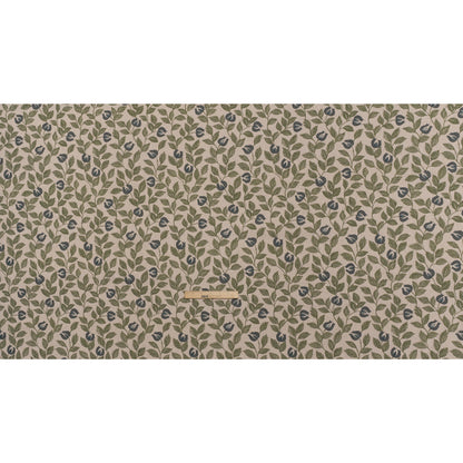Printed Cotton Canvas - Moss Budding Flowers and Leaves - British Imported