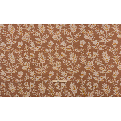Printed Cotton Canvas - Clay Leafy Sprays and Little Flowers - British Imported