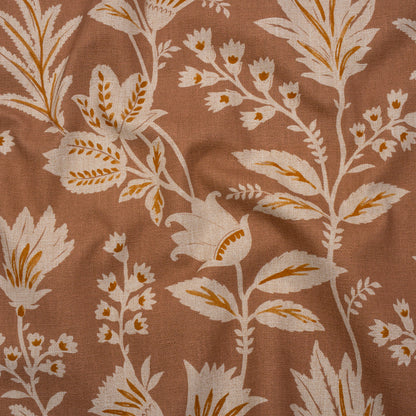 Printed Cotton Canvas - Clay Leafy Sprays and Little Flowers - British Imported