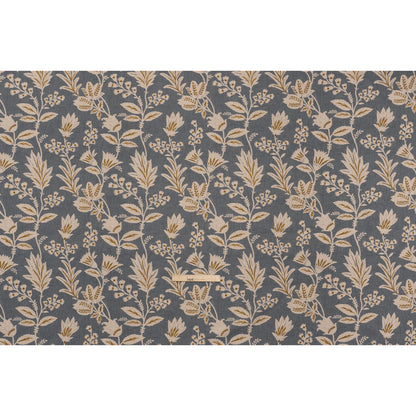 Printed Cotton Canvas - Ink Leafy Sprays and Little Flowers - British Imported