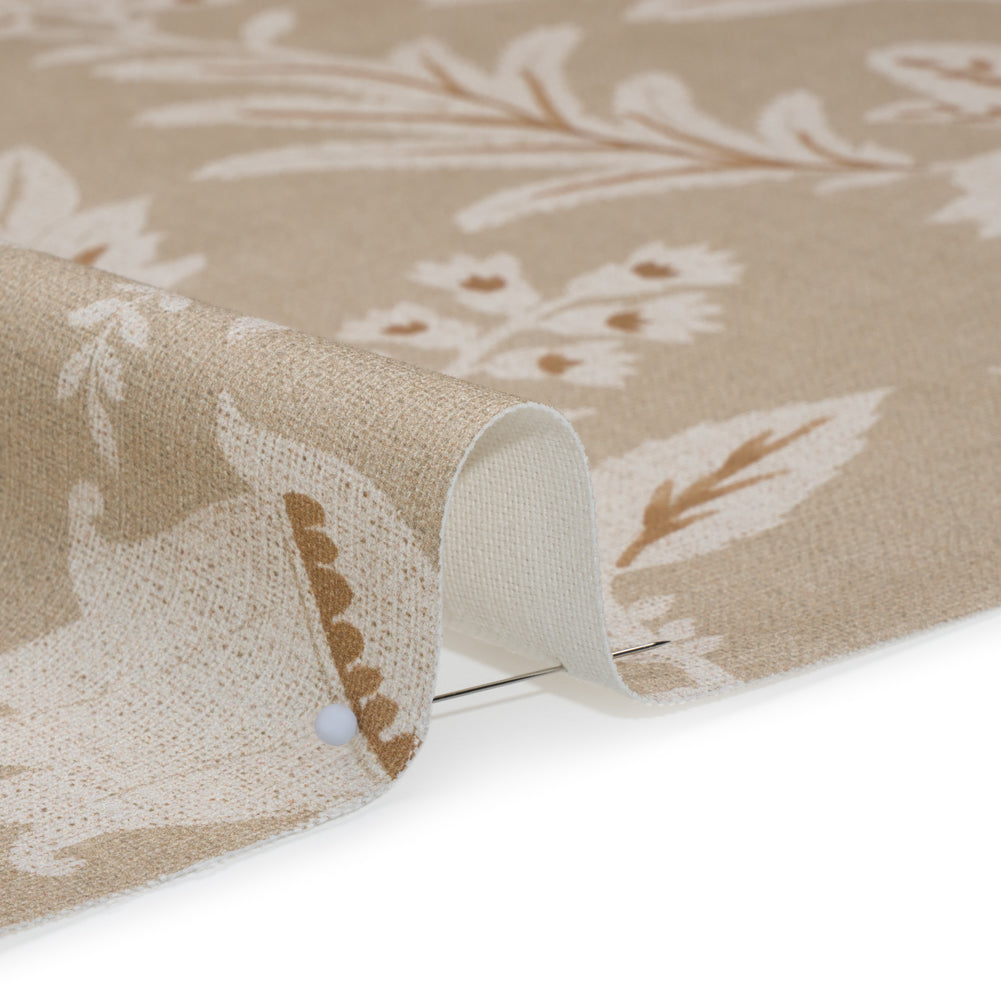 Printed Cotton Canvas - Linen Leafy Sprays and Little Flowers - British Imported