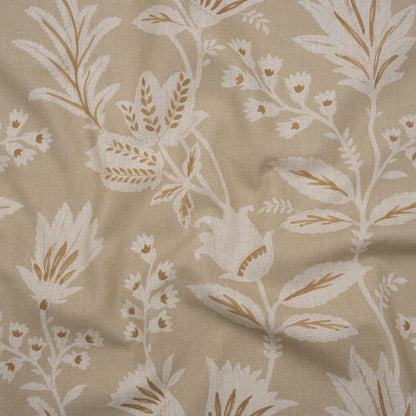 Printed Cotton Canvas - Linen Leafy Sprays and Little Flowers - British Imported