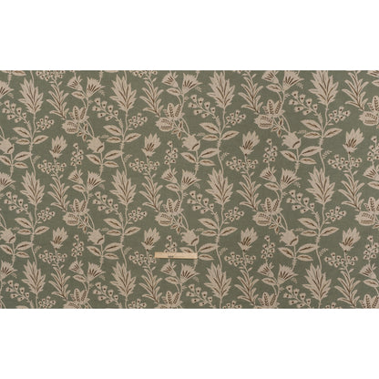 Printed Cotton Canvas - Sage Leafy Sprays and Little Flowers - British Imported