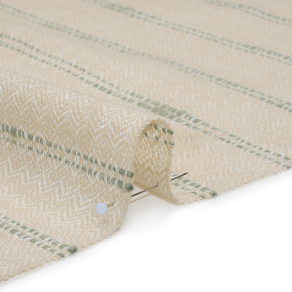 Polyester and Cotton Drapery Twill - Eucalyptus Zig Zags and Textured Stripes - British Imported - Detail