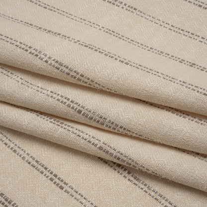 Polyester and Cotton Drapery Twill - Walnut Zig Zags and Textured Stripes - British Imported