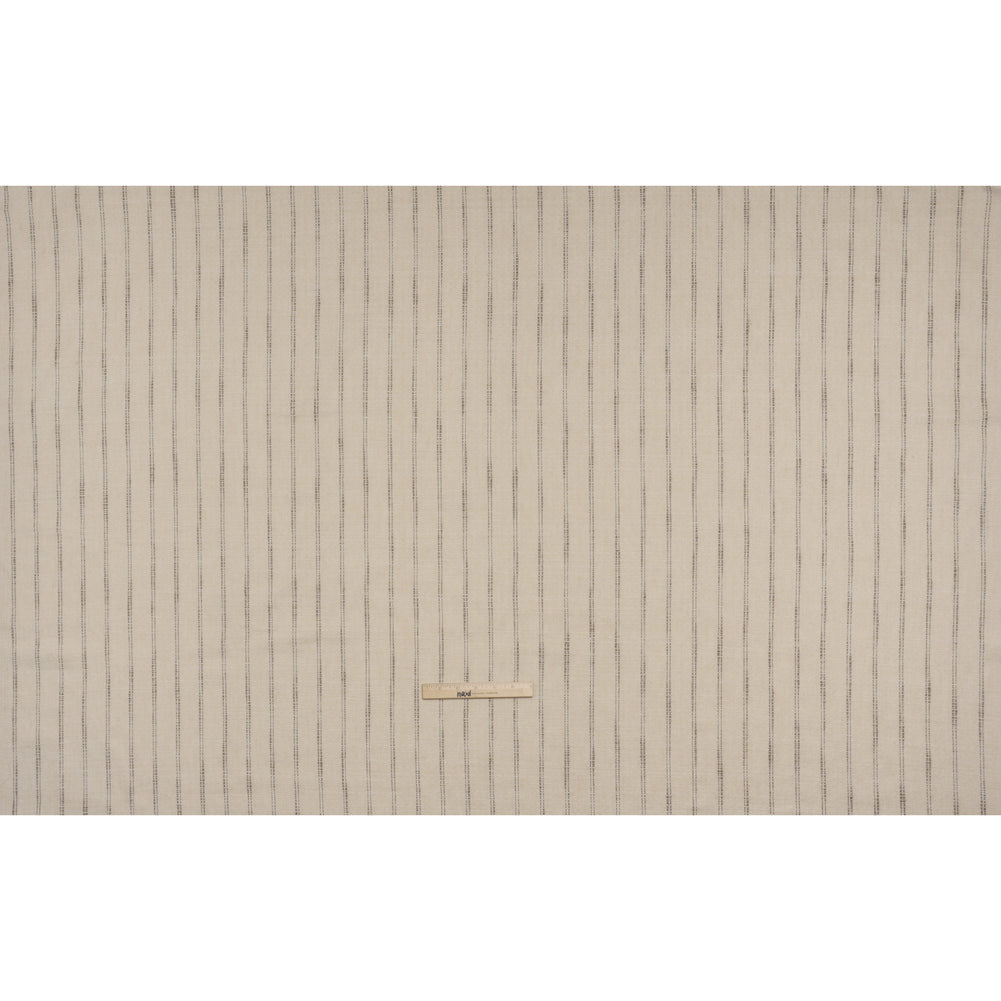 Polyester and Cotton Drapery Twill - Walnut Zig Zags and Textured Stripes - British Imported