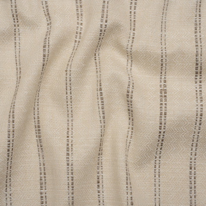 Polyester and Cotton Drapery Twill - Walnut Zig Zags and Textured Stripes - British Imported