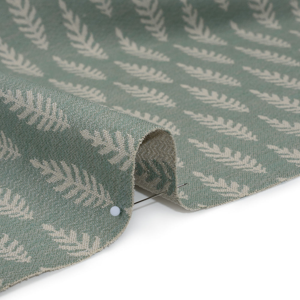 Recycled Polyester and Cotton Jacquard - Eucalyptus Lines of Leaves - British Imported