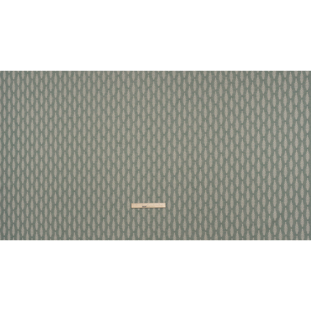 Recycled Polyester and Cotton Jacquard - Eucalyptus Lines of Leaves - British Imported