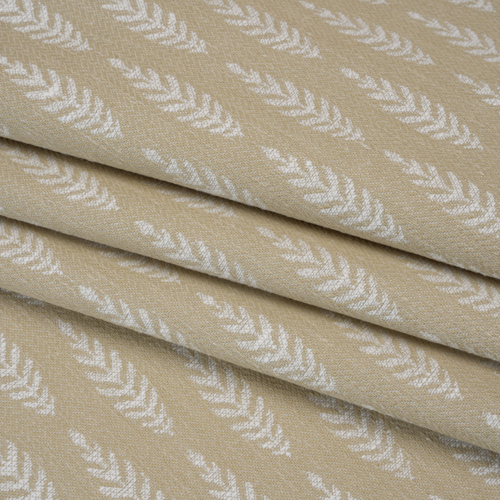 Recycled Polyester and Cotton Jacquard - Flax Lines of Leaves - British Imported - Folded