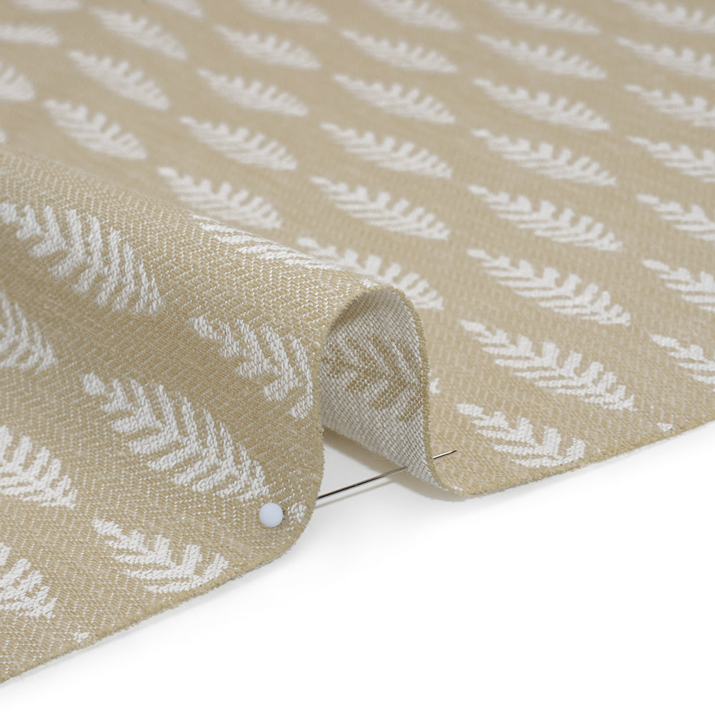 Recycled Polyester and Cotton Jacquard - Flax Lines of Leaves - British Imported - Detail