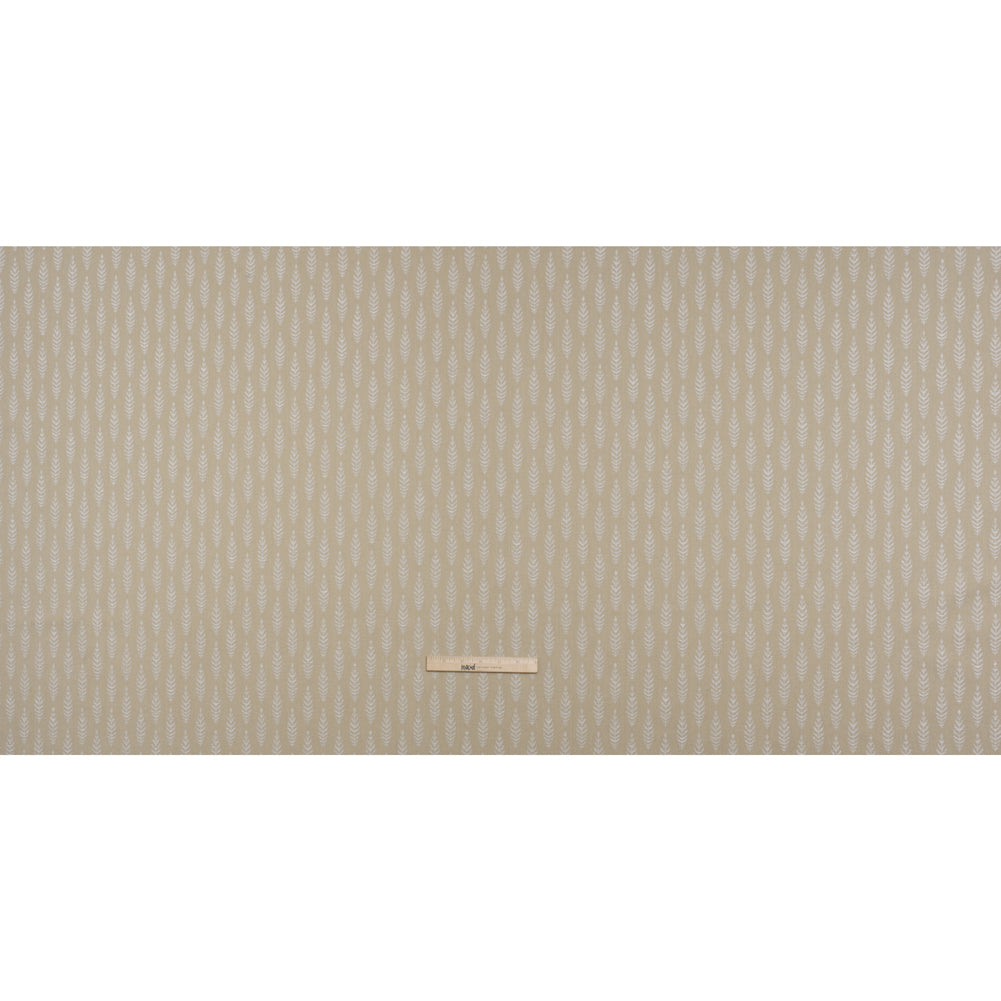 Recycled Polyester and Cotton Jacquard - Flax Lines of Leaves - British Imported - Full