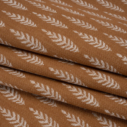 Recycled Polyester and Cotton Jacquard - Ginger Lines of Leaves - British Imported