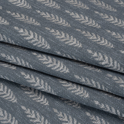 Recycled Polyester and Cotton Jacquard - Ink Lines of Leaves - British Imported