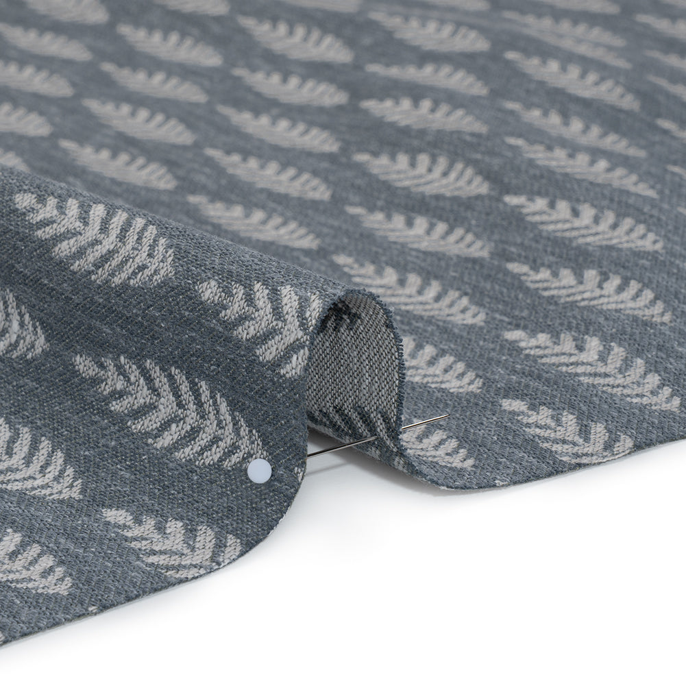 Recycled Polyester and Cotton Jacquard - Ink Lines of Leaves - British Imported - Detail